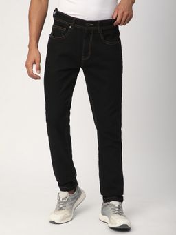 R&B - Cotton Blend Slim Fit Mid-Rise Solid Men's Jeans