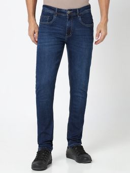 R&B - Cotton Slim Fit Mid-Rise Lightly Distressed Men's Jeans