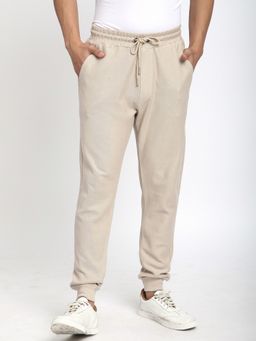 R&B - Beige Cotton Textured Joggers