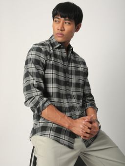 R&B - Men's Black Checked Full Sleeves Casual Shirt