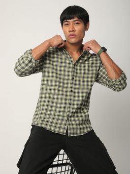 R&B - Olive Checked Men's Casual Shirt