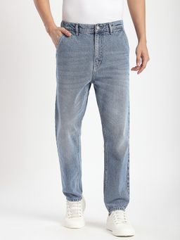 R&B - Cotton Relaxed Fit Mid-Rise Washed Tapered Men's Jeans