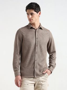 R&B - Polyester Regular Fit Textured Long Sleeves Men's Shirt