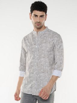 R&B - Cotton Regular Fit Mandarin Collar Floral Men's Shirt