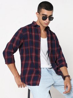 R&B - Men's Red Checked Full Sleeves Shirt