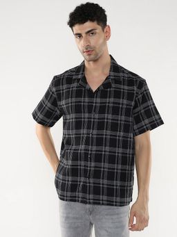 R&B - Black Checked Half Sleeves Men's Shirt