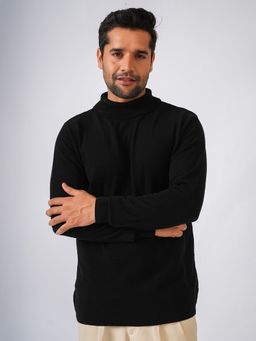 Perch - Black High Neck Solid Sweater
