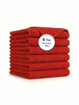 Kuber Industries - Microfiber Kitchen Napkin Lint-Free Quick Dry Red (Pack of 6)