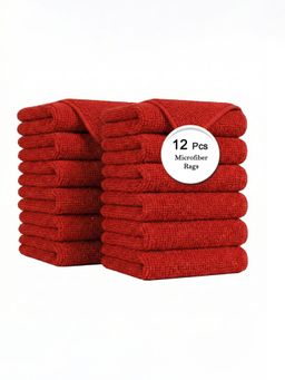 Kuber Industries - Microfiber Kitchen Napkin Lint-Free Quick Dry Red (Pack of 12)