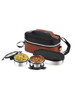 CELLO - MF President Stainless Steel Lunch Box-Black Leatherette