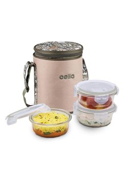 CELLO - Trendy Bliss Square Glass Lunch Box Setoff 3- 3 x 400 ml-Clear