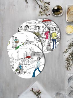 Space of Joy - Indian Street Food Premium Printed Round MDF Wooden Placemats