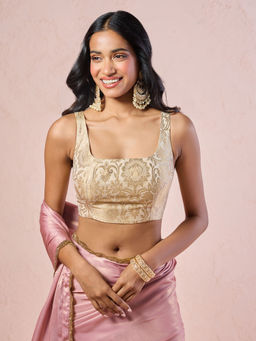 Gajra Gang - Banaras Brocade Gold Square Neck Blouse