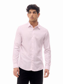 Flying Machine - Pink Solid Regular Fit Full Sleeve Shirt