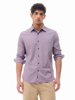 Flying Machine - Mauve Textured Regular Fit Shirt