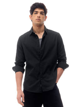 Flying Machine - Black Textured Regular Fit Shirt