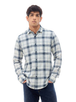 Flying Machine - Teal Twill Checks Regular Fit Shirt