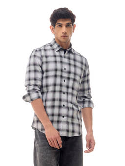 Flying Machine - White Twill Checks Regular Fit Shirt