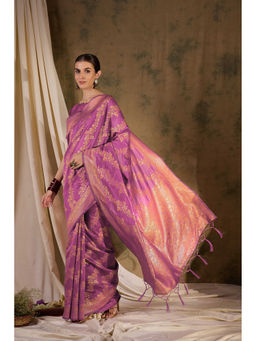 Suha - Women's Fashion Ethnic Purple Colour Saree with Unstitched Blouse