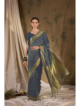 Suha - Women's Fashion Ethnic Grey Colour Saree with Unstitched Blouse