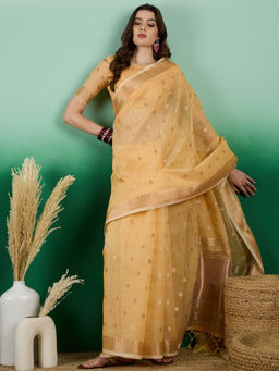 Suha - Women's Fashion Ethnic Yellow Colour Saree with Unstitched Blouse