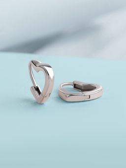 Ornate Jewels - 925 Silver Rhodium Plated Heartfelt Hoops