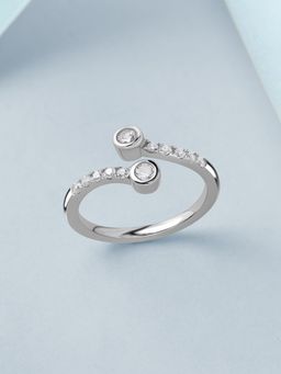 Ornate Jewels - 925 Silver Rhodium Plated American Diamond Twilight Twist Ring