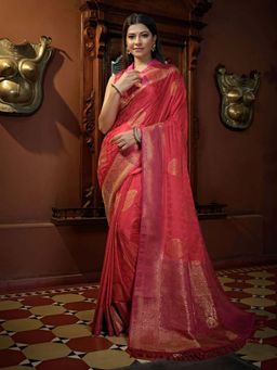 Odette - Pink Colour Satin Silk Saree with Unstitched Blouse