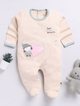 Hopscotch - Boys Pink Text Embroidered Full-Sleeve Footie