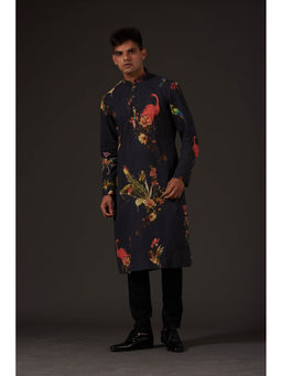 Rohit Bal - Black Floral Digital Printed Kurta with Pant (Set of 2)