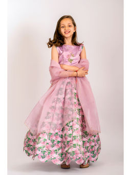 Pasha India - Kobi Pink Top Lehenga with Dupatta (Set of 3)