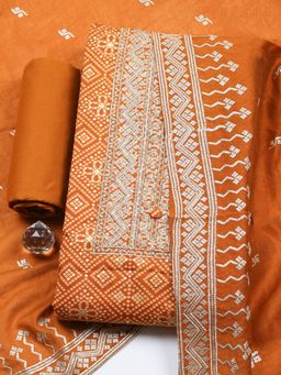 MEENA BAZAAR - Mustard Embroidered Sequined Unstitched Top and Bottom with Dupatta