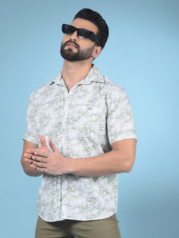 CRIMSOUNE CLUB - Men Green Printed Pure Cotton Shirt