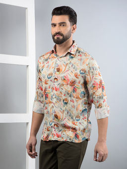 CRIMSOUNE CLUB - Men Multi-Color Floral Print Modal Shirt