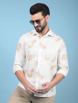 CRIMSOUNE CLUB - Men Beige Printed Shirt