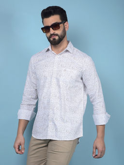 CRIMSOUNE CLUB - Men Beige Printed Pure Cotton Shirt