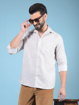 CRIMSOUNE CLUB - Men Beige Printed Shirt