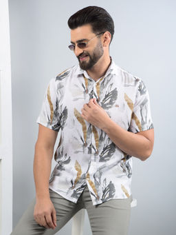 CRIMSOUNE CLUB - Men Multi-Color Floral Print Linen Shirt