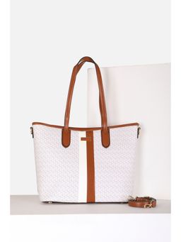 Van Heusen - Women White Print Casual Tote Bag with Detachable Strap