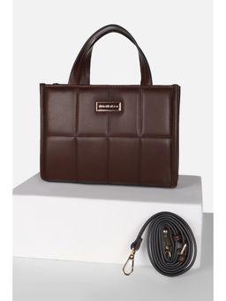 Van Heusen - Women Brown Solid Casual Tote Bag with Detachable Strap