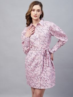 Marie Claire - Women Casual Pink Color Mini Floral Dress