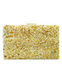 Horra - Stone Work Party Clutch with Detachable Chain Gold (S)