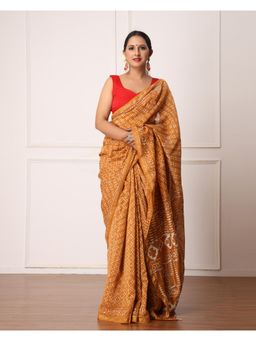 Mayurie - Aanvi Chanderi Dabu Print Saree With Unstitched Blouse