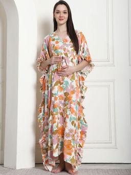 Secret Wish - Floral Print Multi Rayon Maternity Kaftan