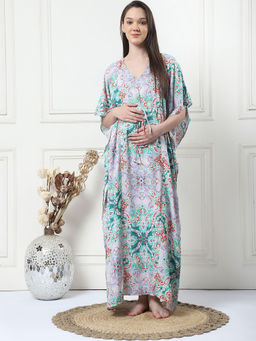 Secret Wish - Geometric Print Multi Rayon Maternity Kaftan