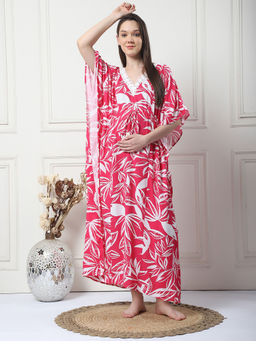 Secret Wish - Floral Print Pink Rayon Maternity Kaftan