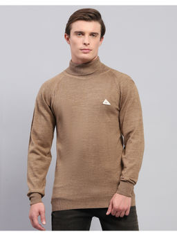 Monte Carlo - Brown Solid Turtle Neck Full Sleeve Pullover Sweater