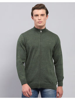 Monte Carlo - Green Solid High Neck Full Sleeve Pullover Sweater