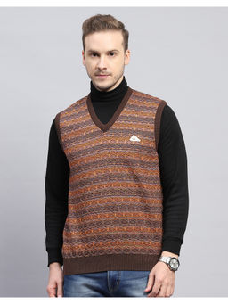 Monte Carlo - Brown V Neck Sleeveless Sweater