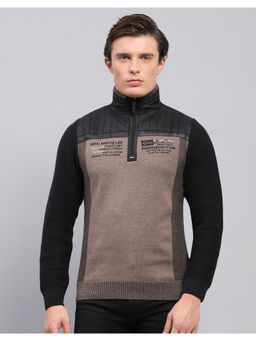 Monte Carlo - Beige High Neck Full Sleeve Pullover Sweater